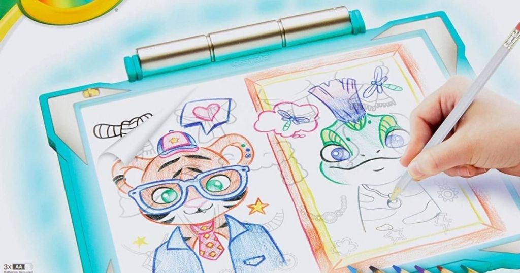 close up of Crayola Light Up Tracing Pad in Teal
