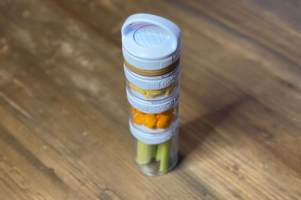 Snacks in portable jars on a table