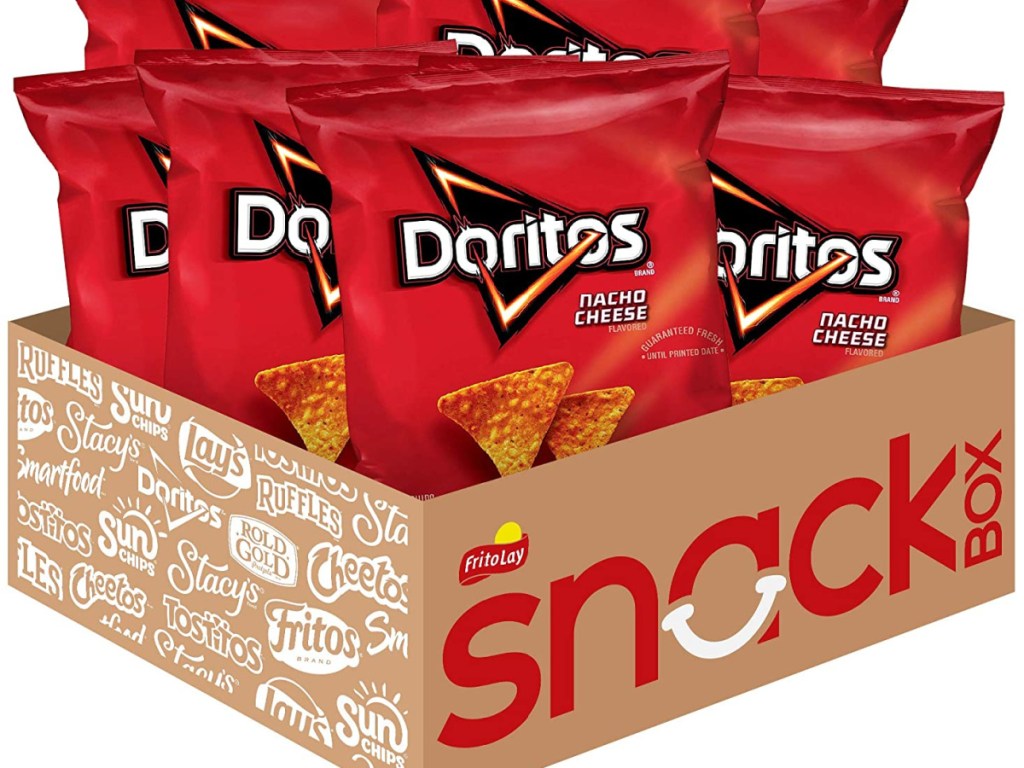 bags of Doritos in shipping box