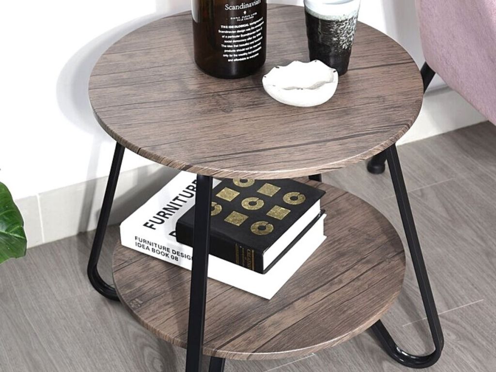 round wood end table 