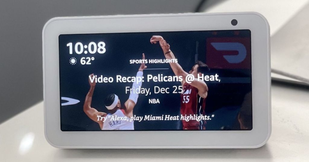 sandstone echo show with sport highlight on screen