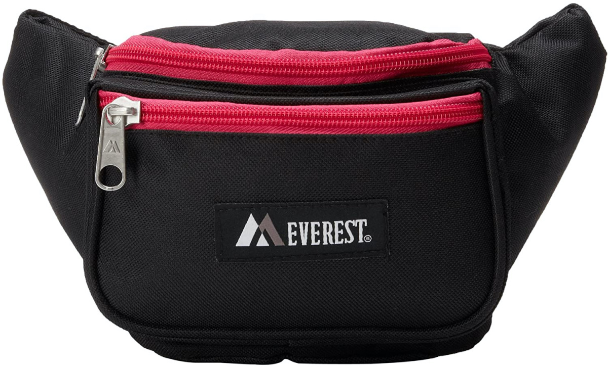 black and hot pink fanny pack stock image