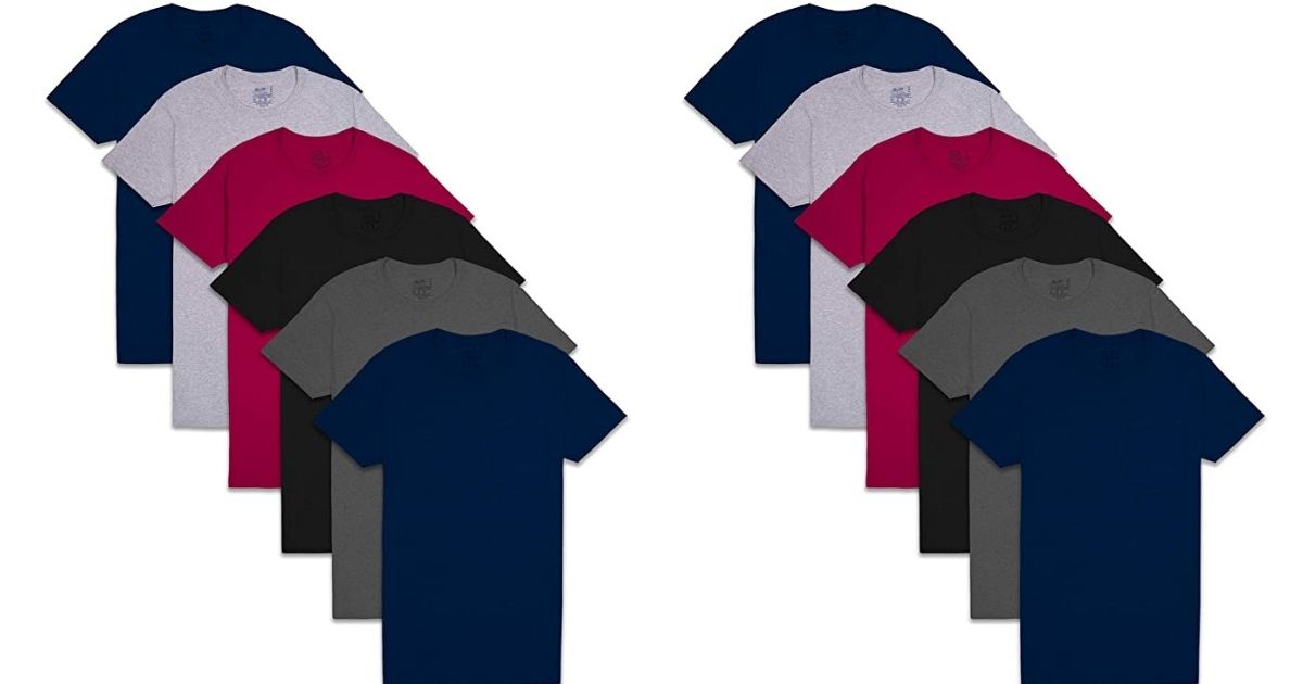Fruit Of The Loom Men’s Pocket T-Shirts 6-Pack – 100% Cotton Short Sleeve Crew Neck