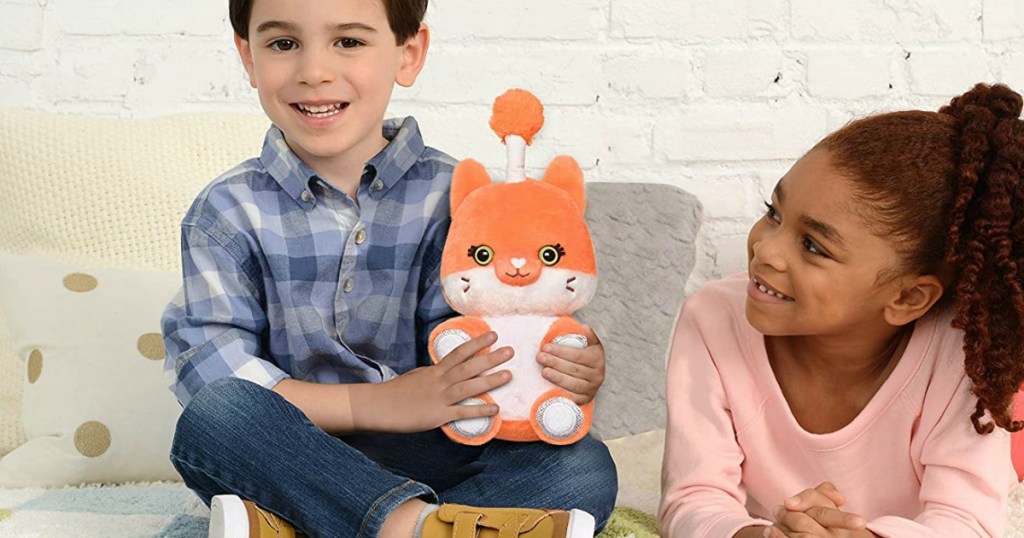 kids playing with Fuzzibles plush fox