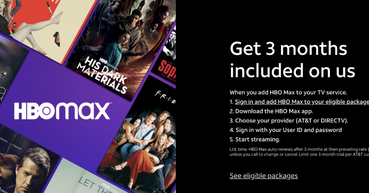 advertisement of HBO Max free 3 months offer