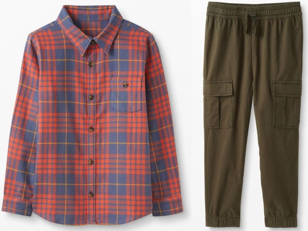 Hanna Anderson boys flannel and cargo pants