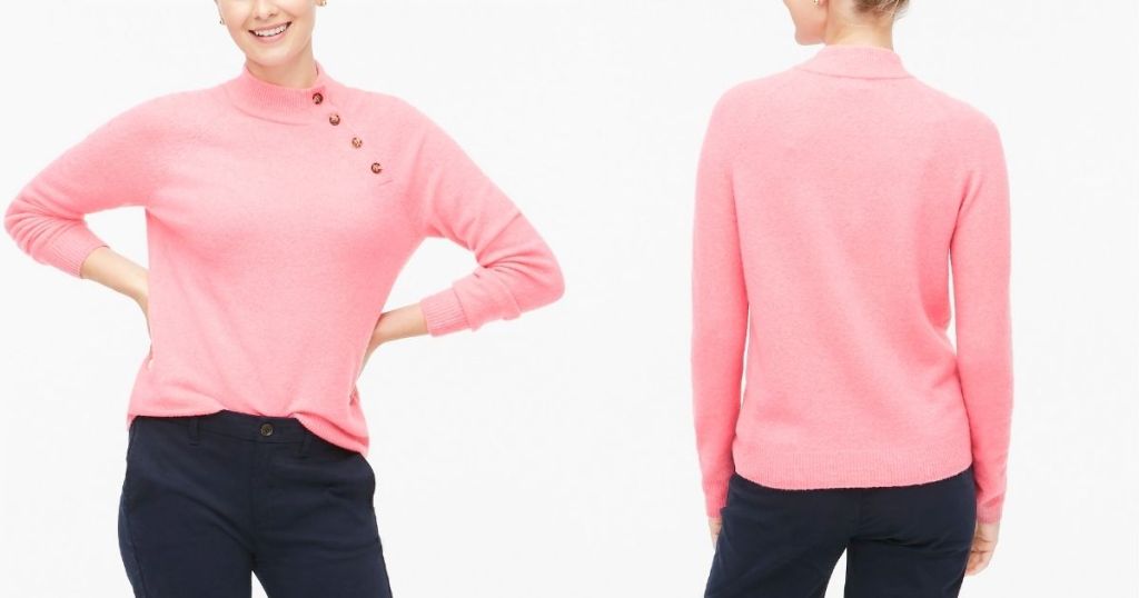 front and back of J Crew Factory Button Sweater