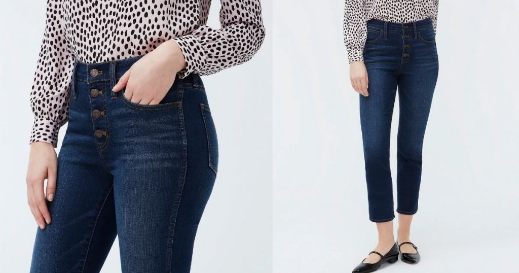 2 views of J Crew Factory Vintage Straight Jeans