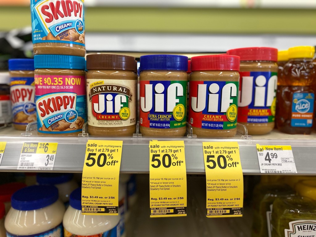 Jif Peanut Butter & Smuckers Jelly from 1.25 Each at Walgreens