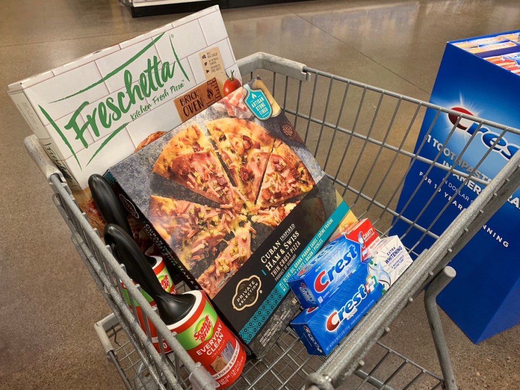 kroger shopping cart with groceries