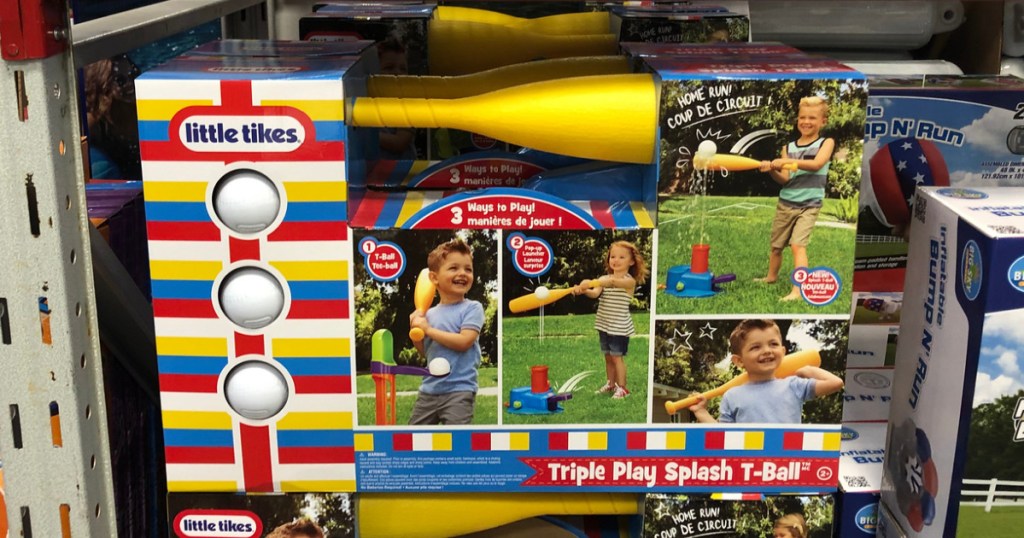 Little Tikes Triple Splash T-Ball set on store shelf