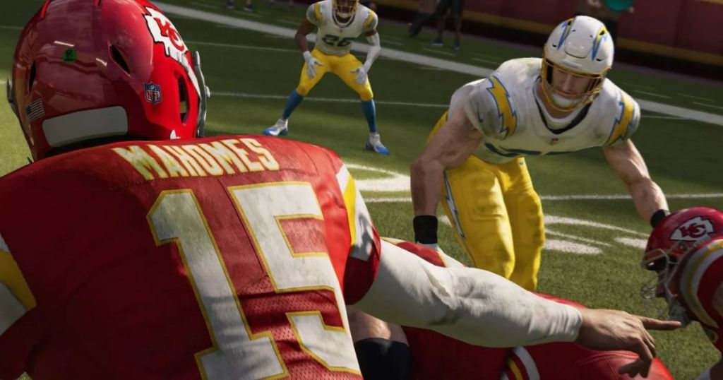 True graphic Mahomes from Madden NFL 21 Xbox