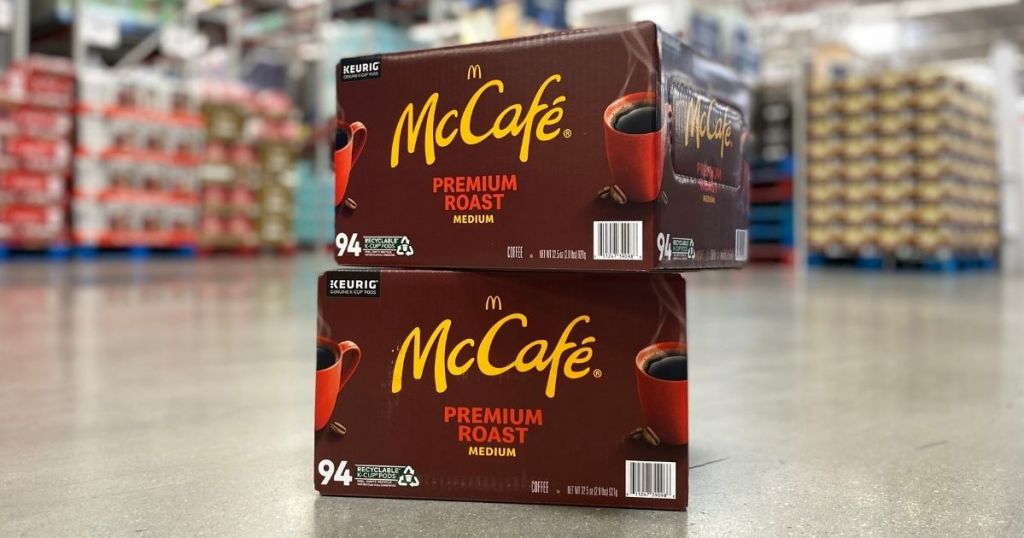 McCafe Premium Roast 94-Count K-Cups at Sam's stacked on floor