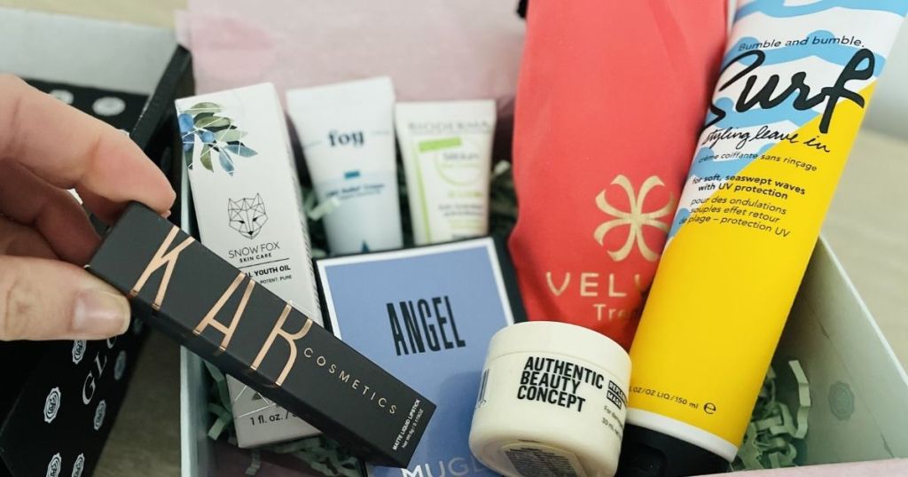 beauty box with cosmetics in it