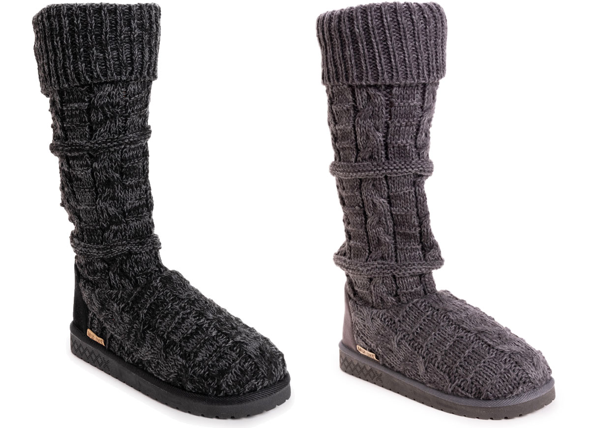 muk luks shelly marl knit sweater slouch boot