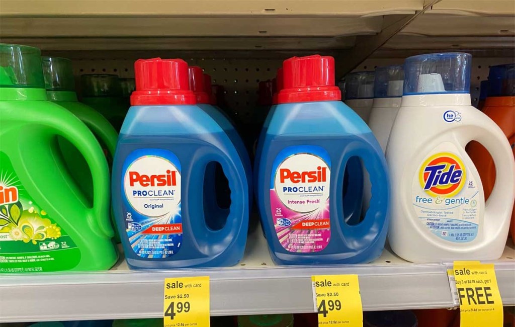 Persil laundry detergent on shelf at Walgreens
