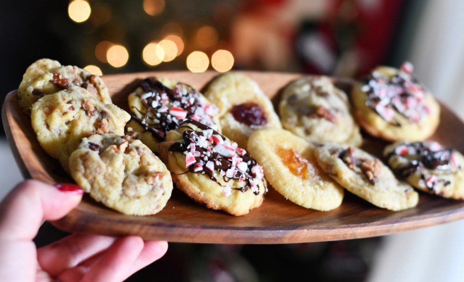 a plate of christmas cookies