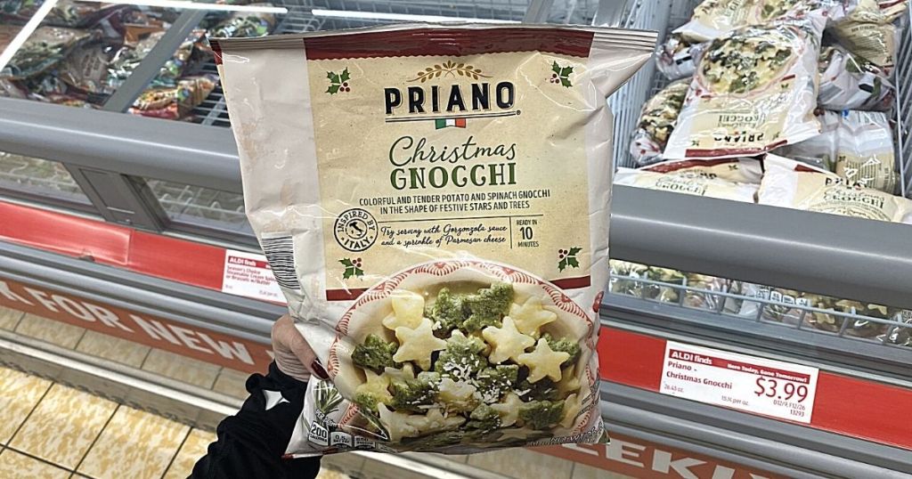 hand holding bag of Priano Christmas Gnocchi