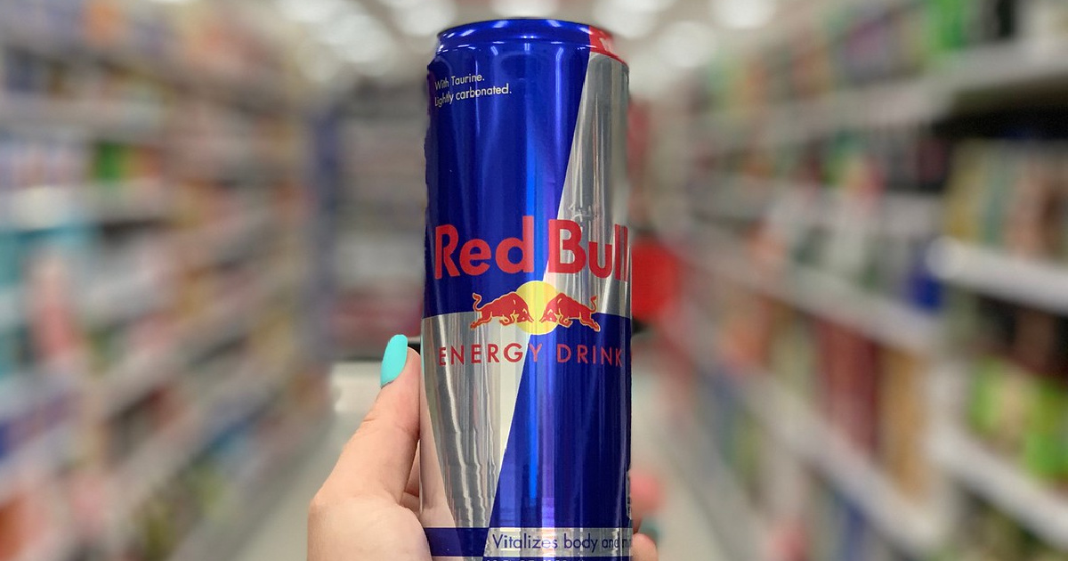 Red Bull Energy Drink in hand