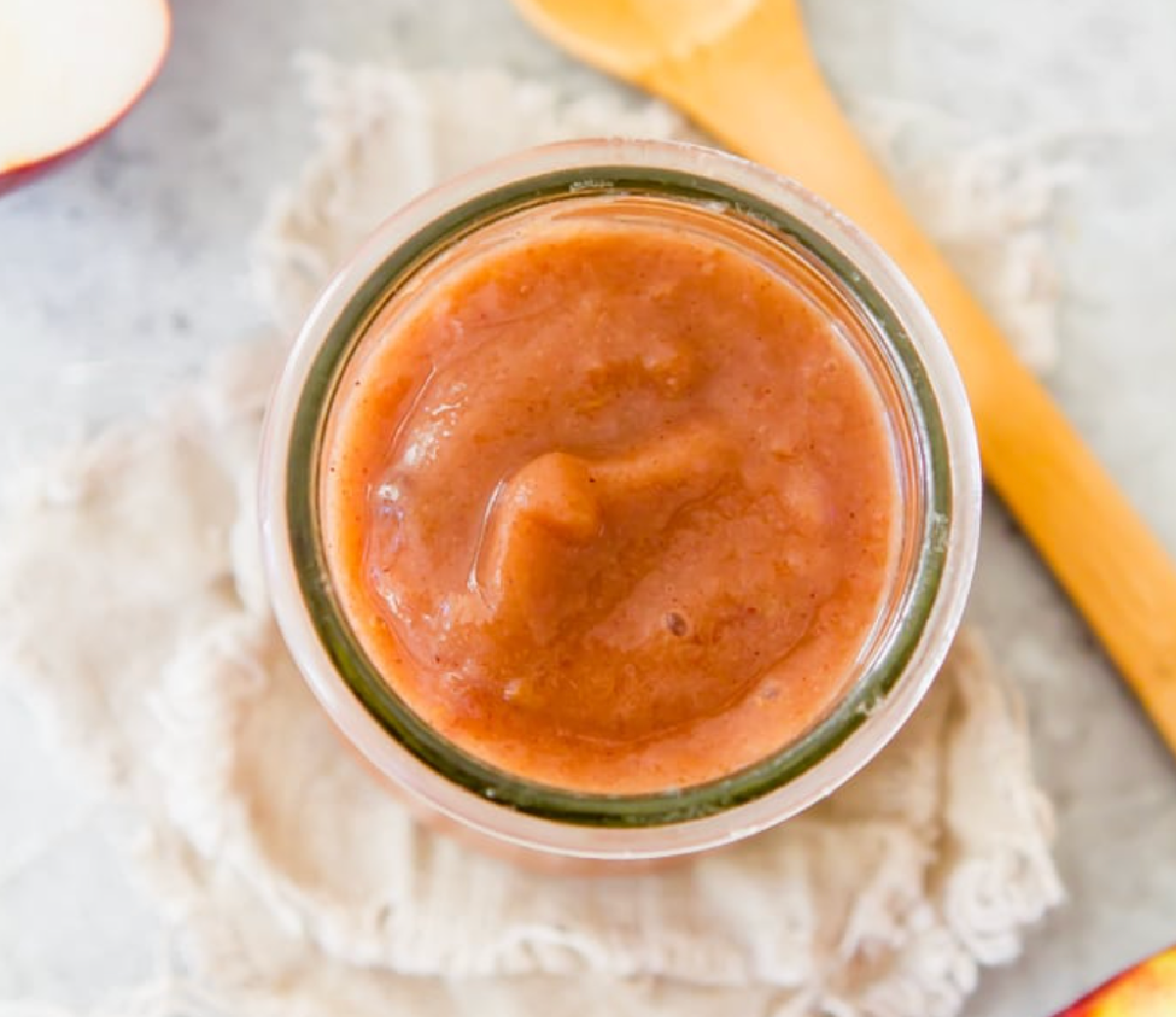 Slow Cooker Applesauce in a glass jar