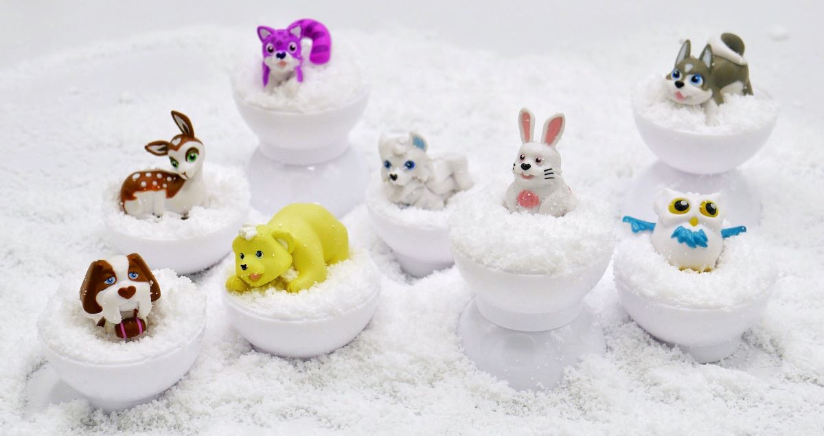 group of snow pets toys