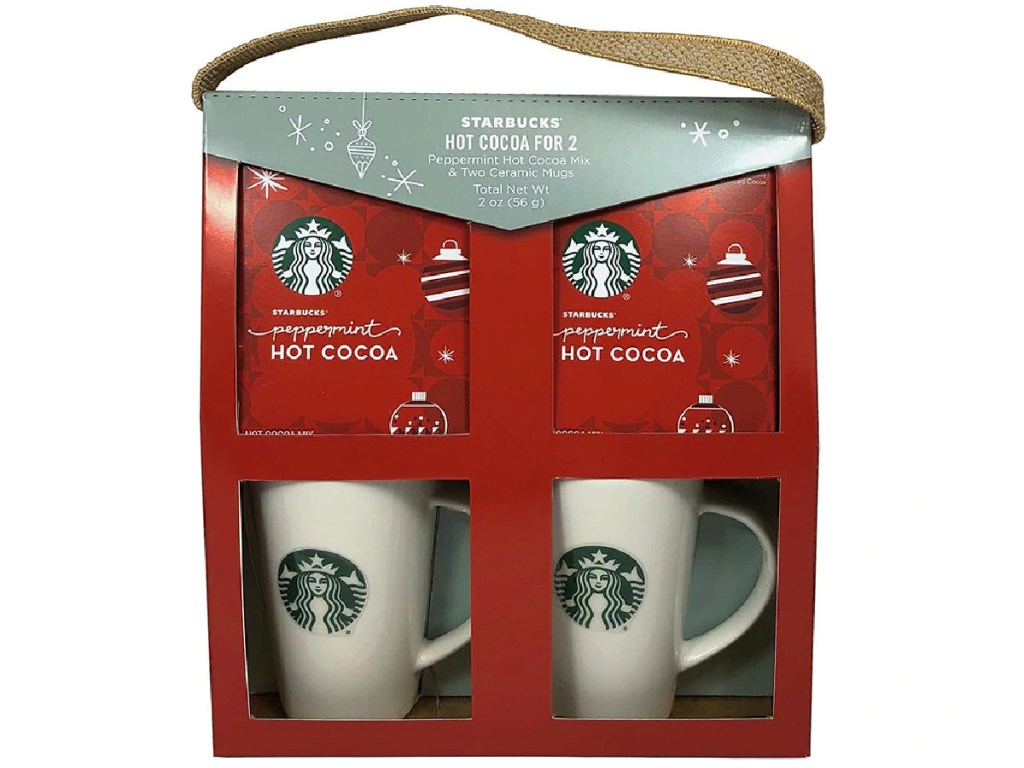 Starbucks gift set with cocoa mix and two mugs