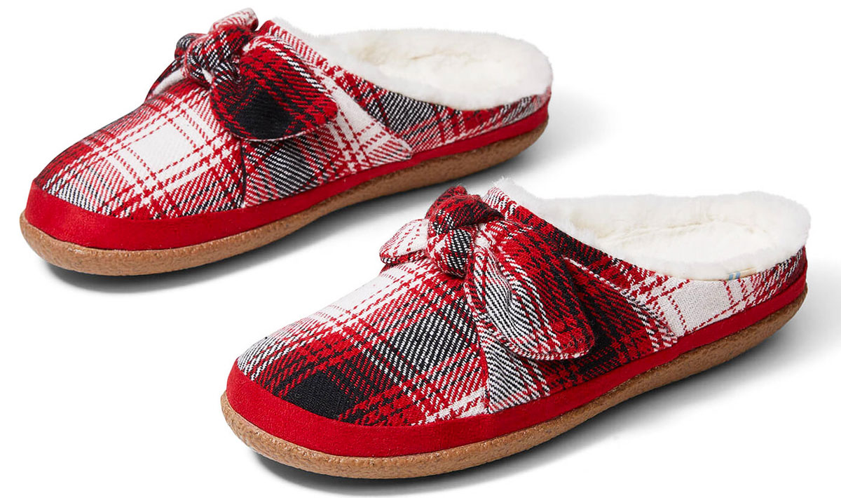 toms red plaid shoes