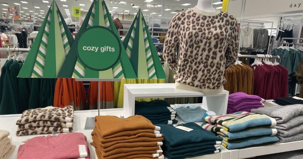 Target Sweaters on mannequin and shelf