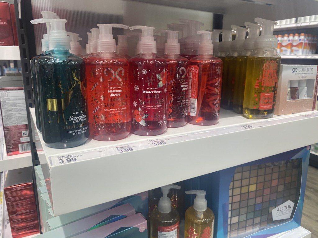 Target seasonal hand soap and sanitizer on shelf