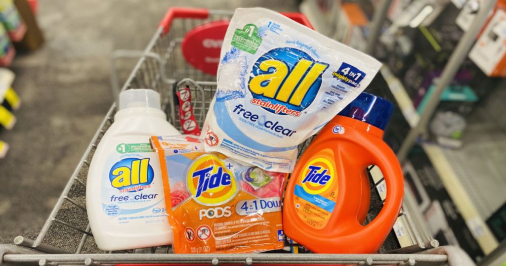 laundry detergent in basket 