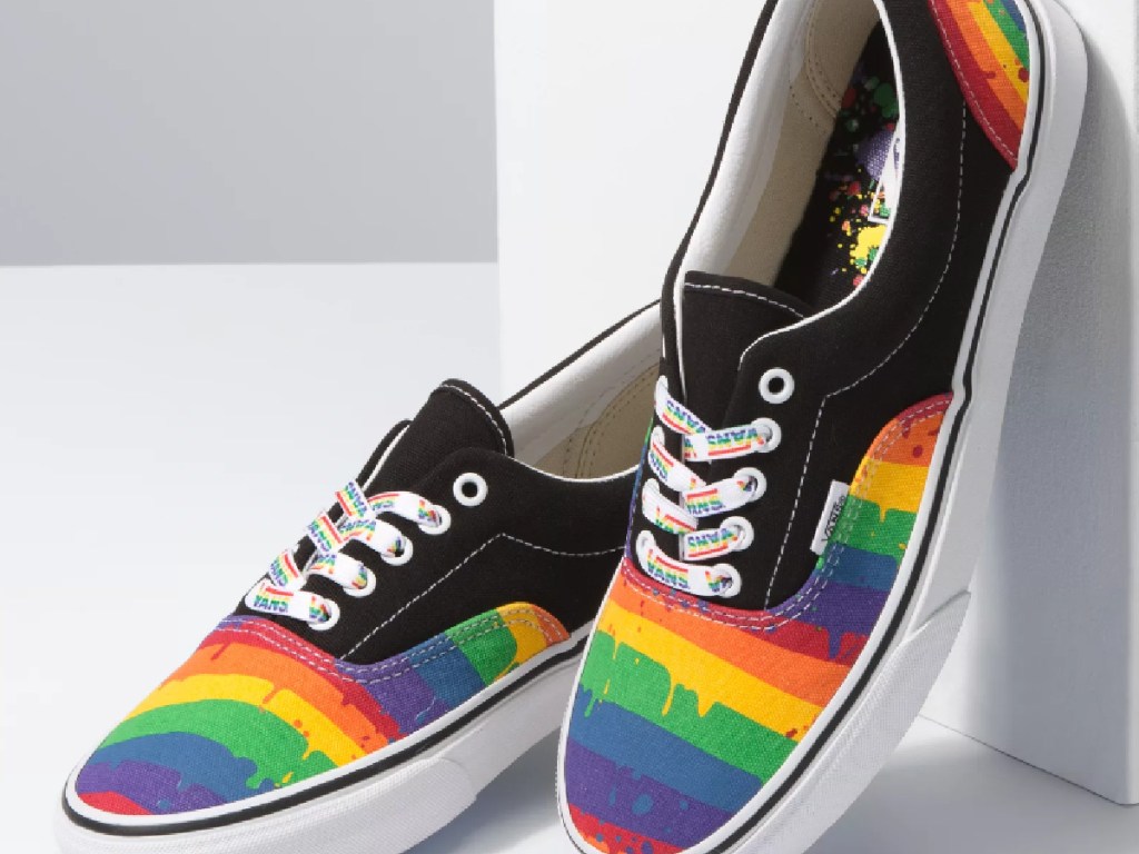 adult black and rainbow shoes
