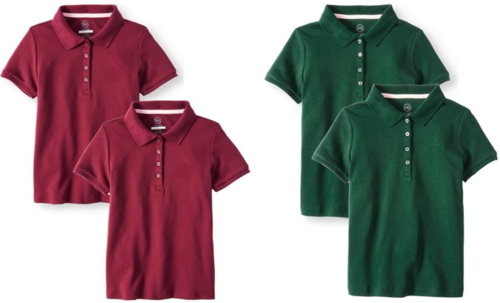 2 set of girl wonder nation uniform polo tops