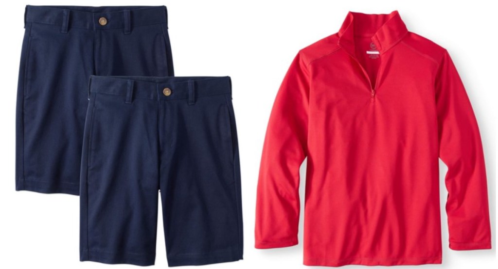 boys wonder nation uniform shorts and 1/2 zip polo 