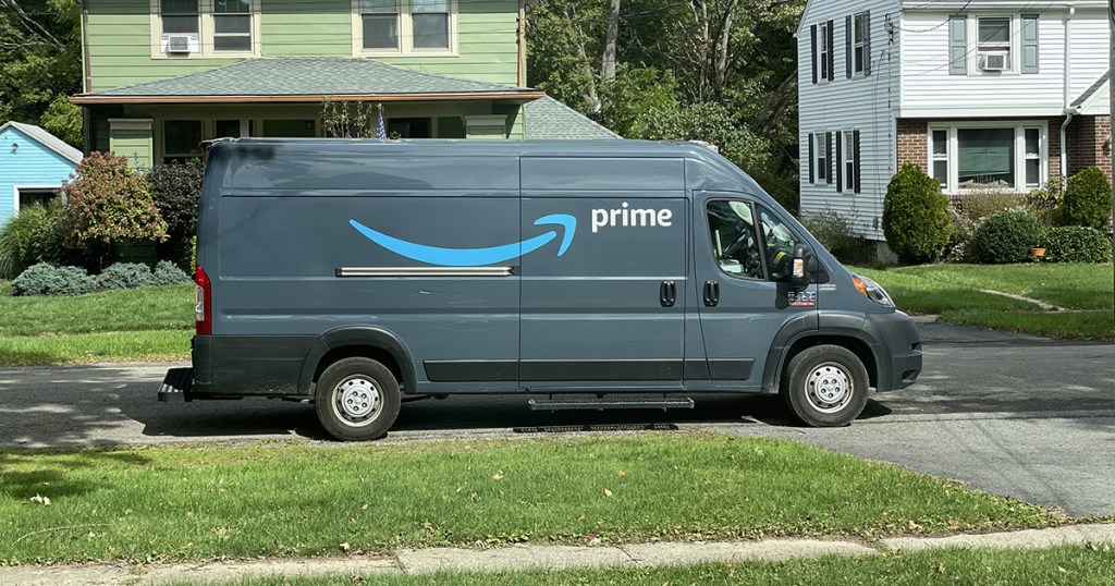 amazon delivery vehicle on street