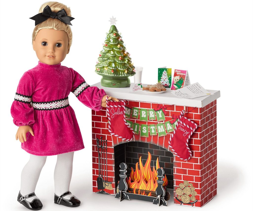 american girl fireplace with doll