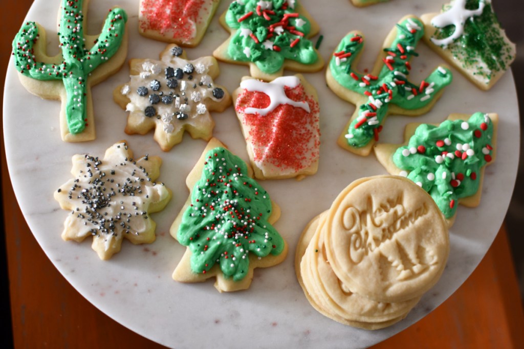 assorted christmas cookies on display