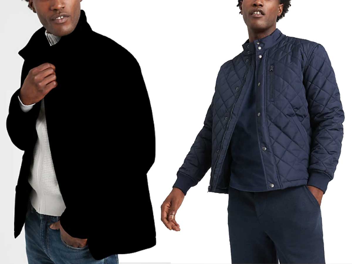 two male models wearing jackets