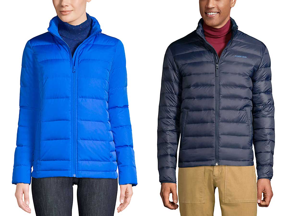 men and woman in blue puffer jackets