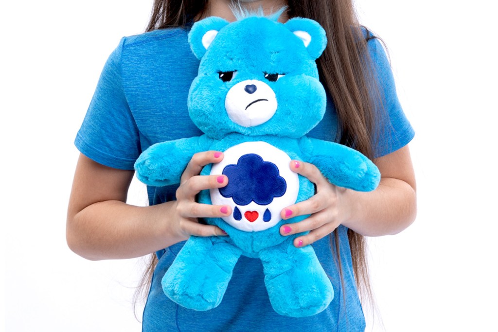 care bears grumpy bear in girls hand