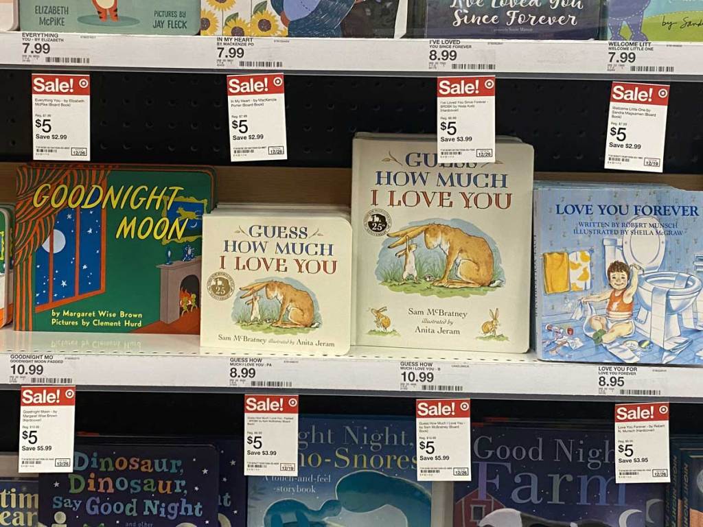 children's books on a shelf in a store