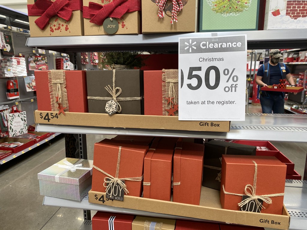 christmas gift box in store at walmart