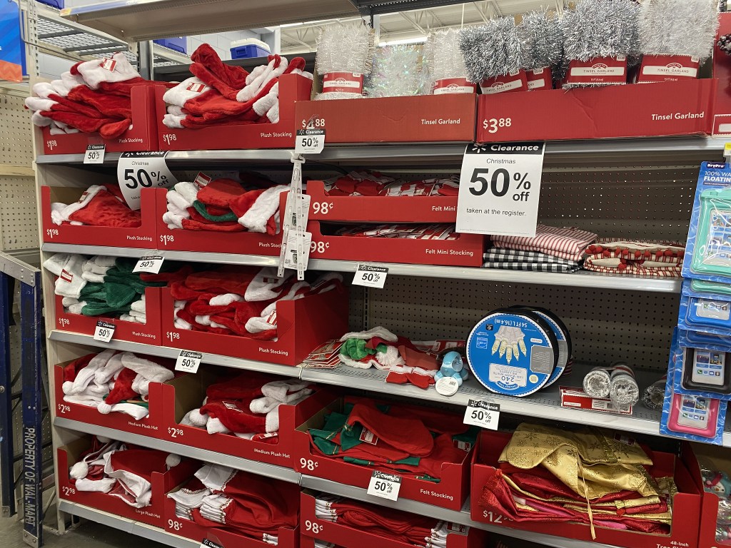 christmas stockings in store at walmart
