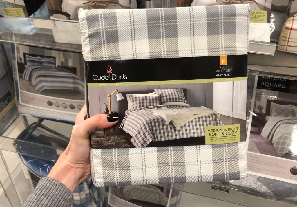 cuddl duds sheets in hand in store