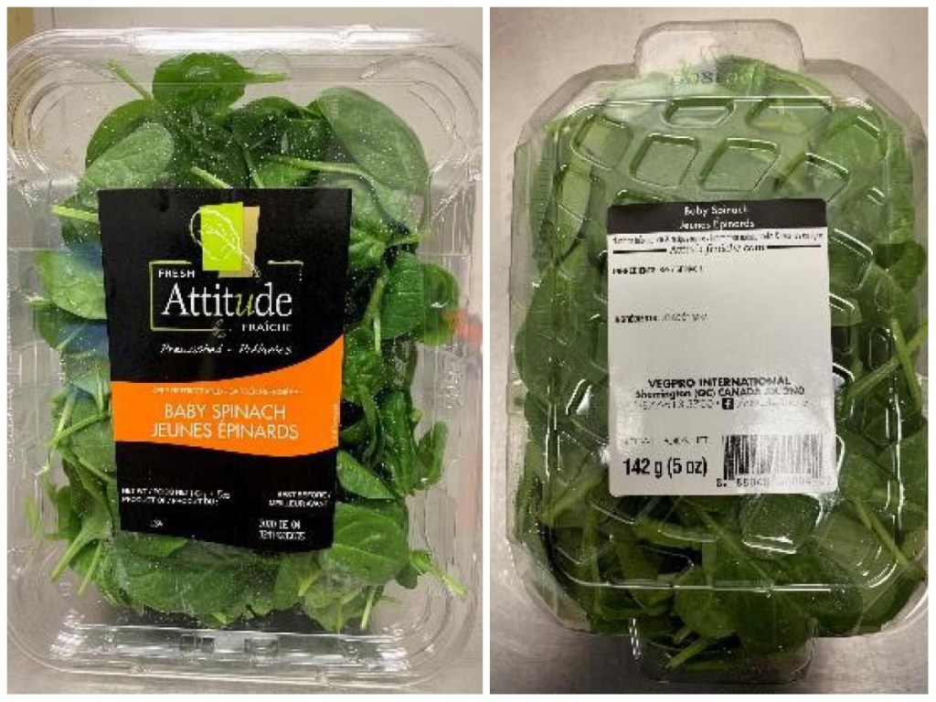 front and back of spinach containers
