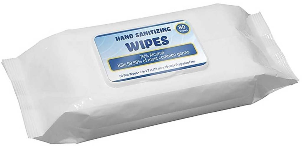 package of hand sanitizing wipes