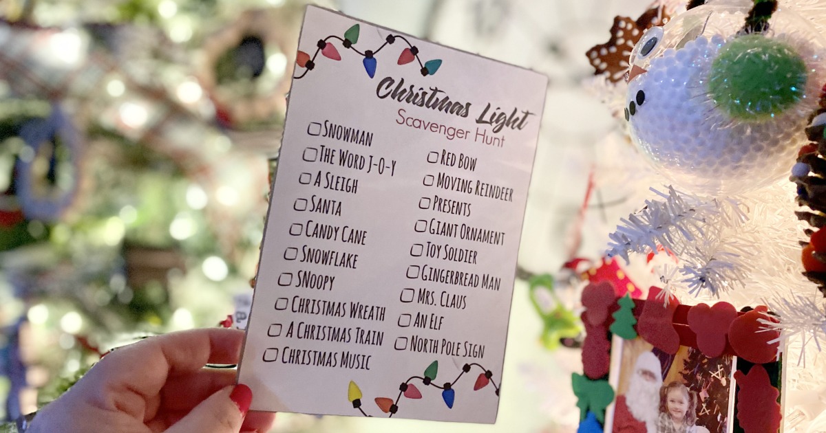 Christmas Light Scavenger Hunt Free Printable Game Hip2Save   Holding A Christmas Light Scevenger Hunt Printable 