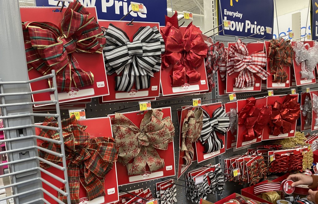 holiday time large bows in store at walmart
