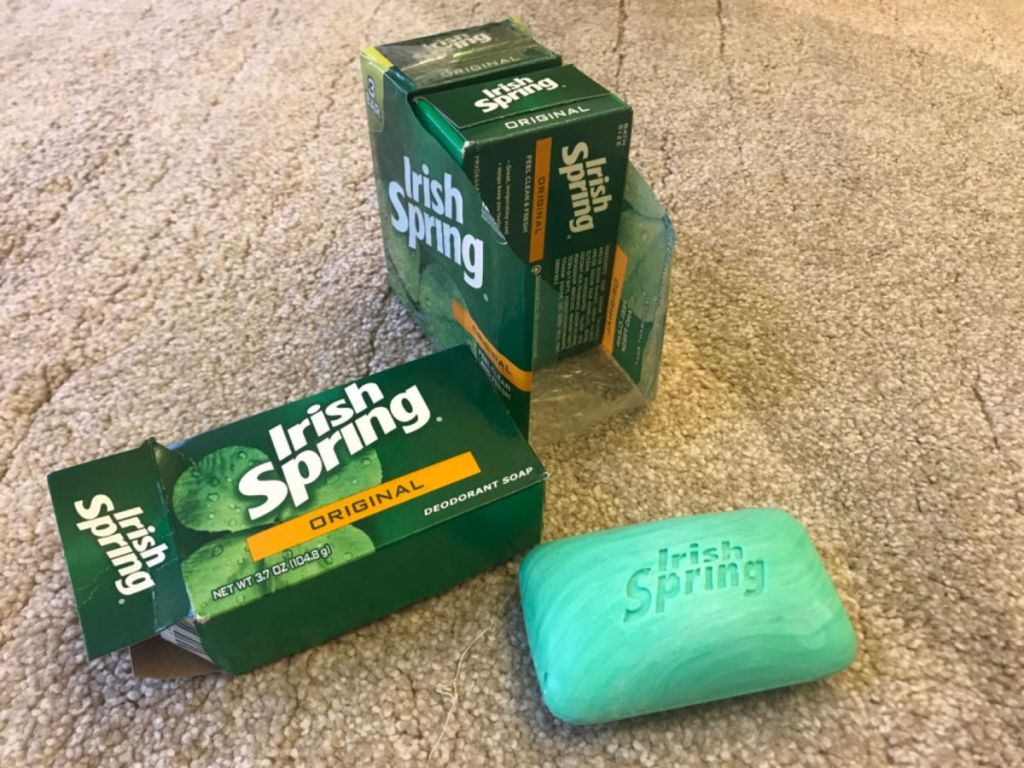 bar of Irish Spring soap next to packaging