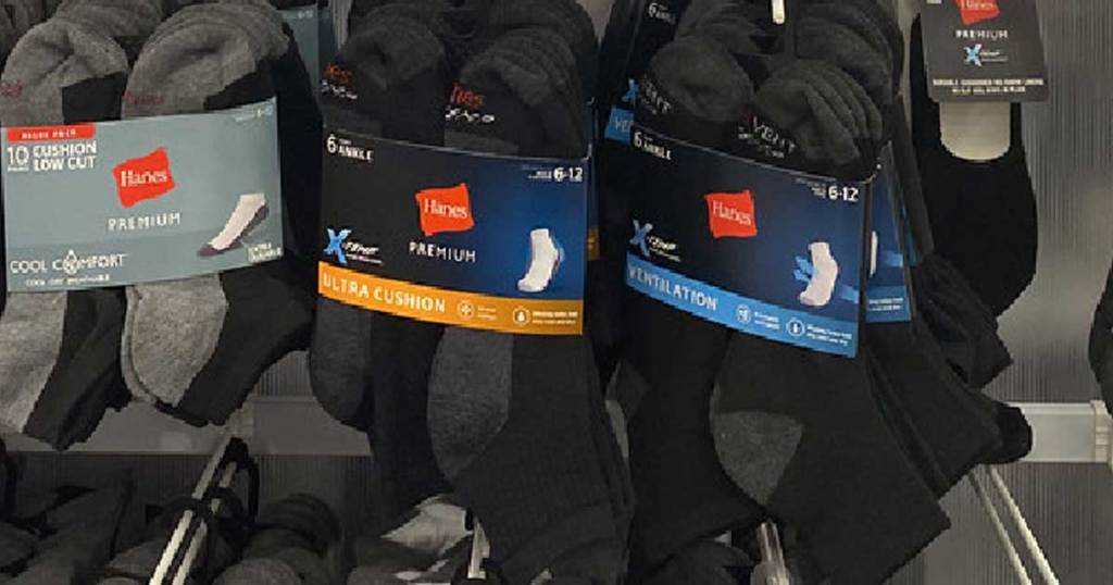 hanes socks on display in store