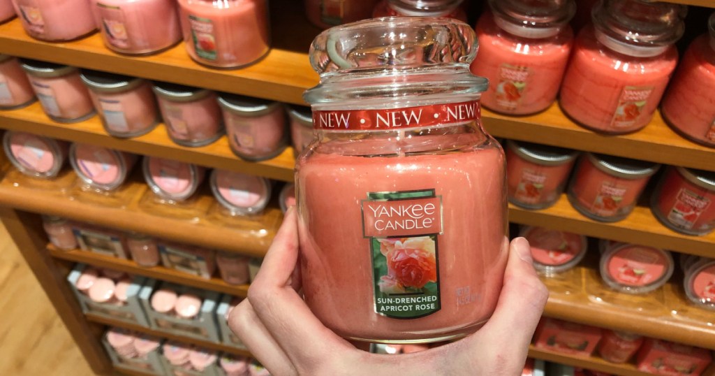 medium yankee candle apricot in hand